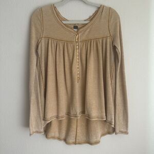 We the Free by Free People Kai Henley Womens XS‎ khaki tan long sleeve